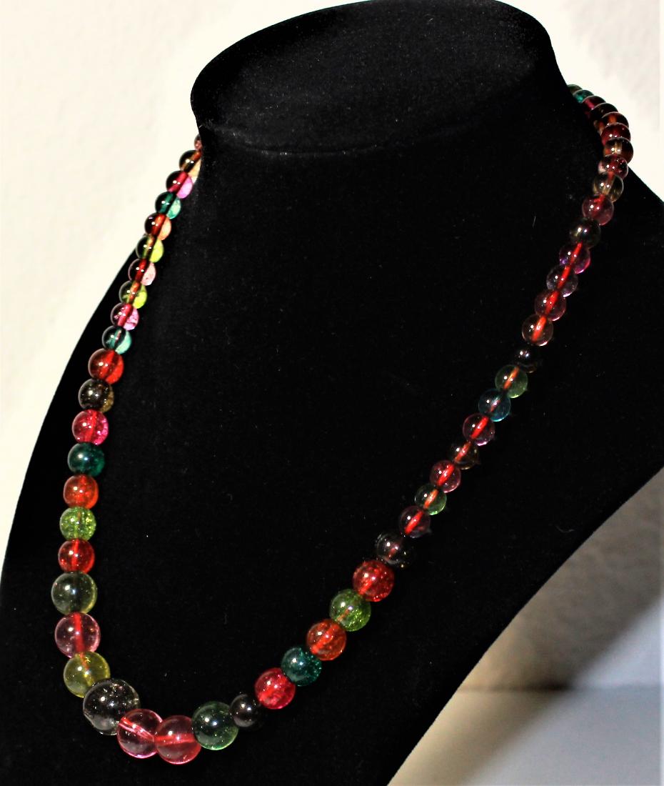 Multicolor Tourmaline Gemstone Round Beads Necklace 18" (1 of 2)