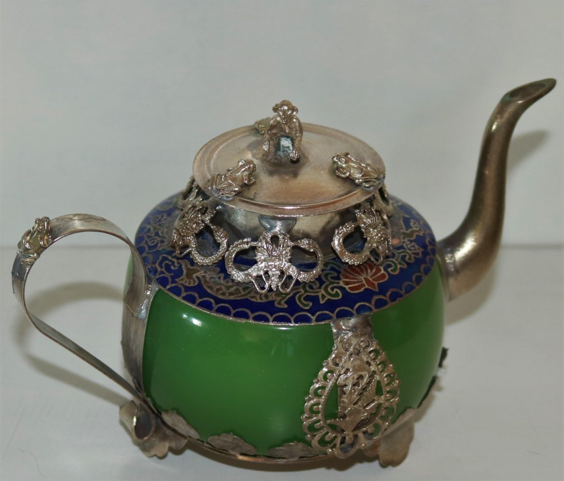 Old Handwork Jade & Tibet Dragon Monkey &Tea Pot (1 of 2)