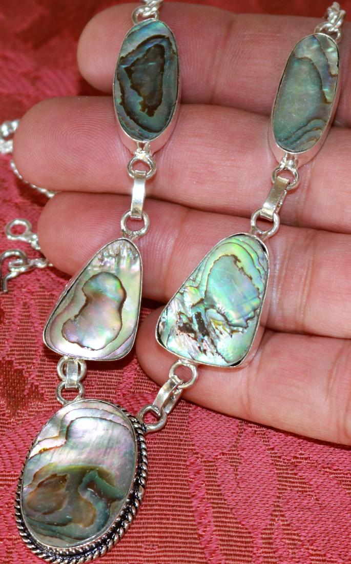 Abalone Shell 925 Silver Bracelet (1 of 2)