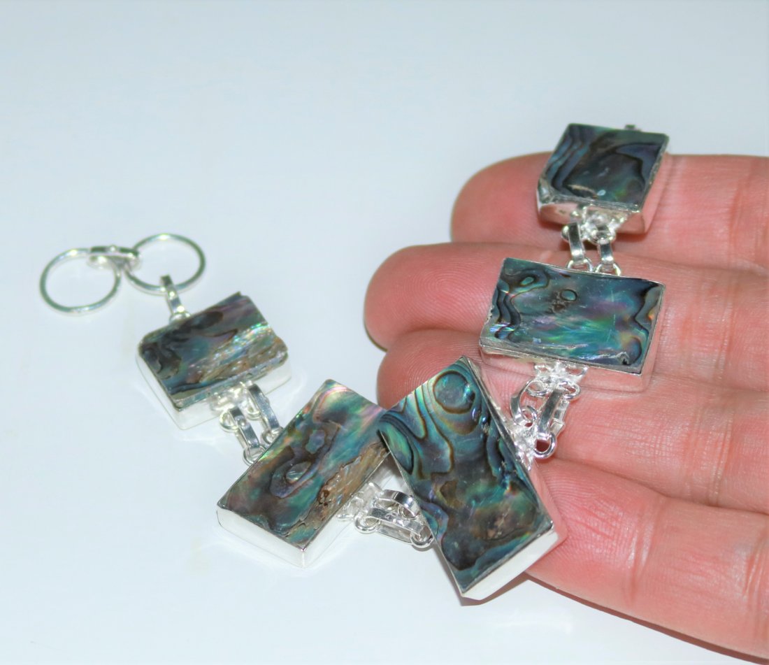 Abalone Shell 925 Silver Bracelet (1 of 1)