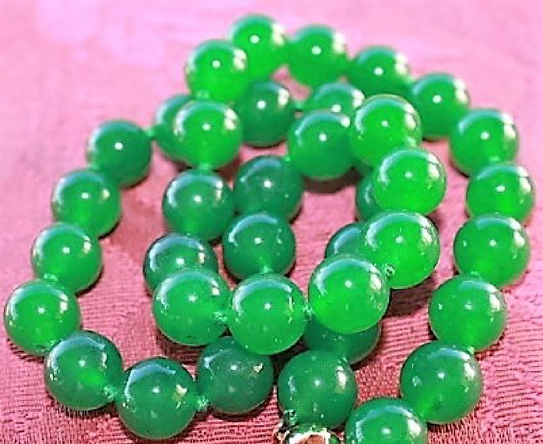 10MM NATURAL GREEN JADE ROUND BEADS NECKLACE 18" (1 of 1)