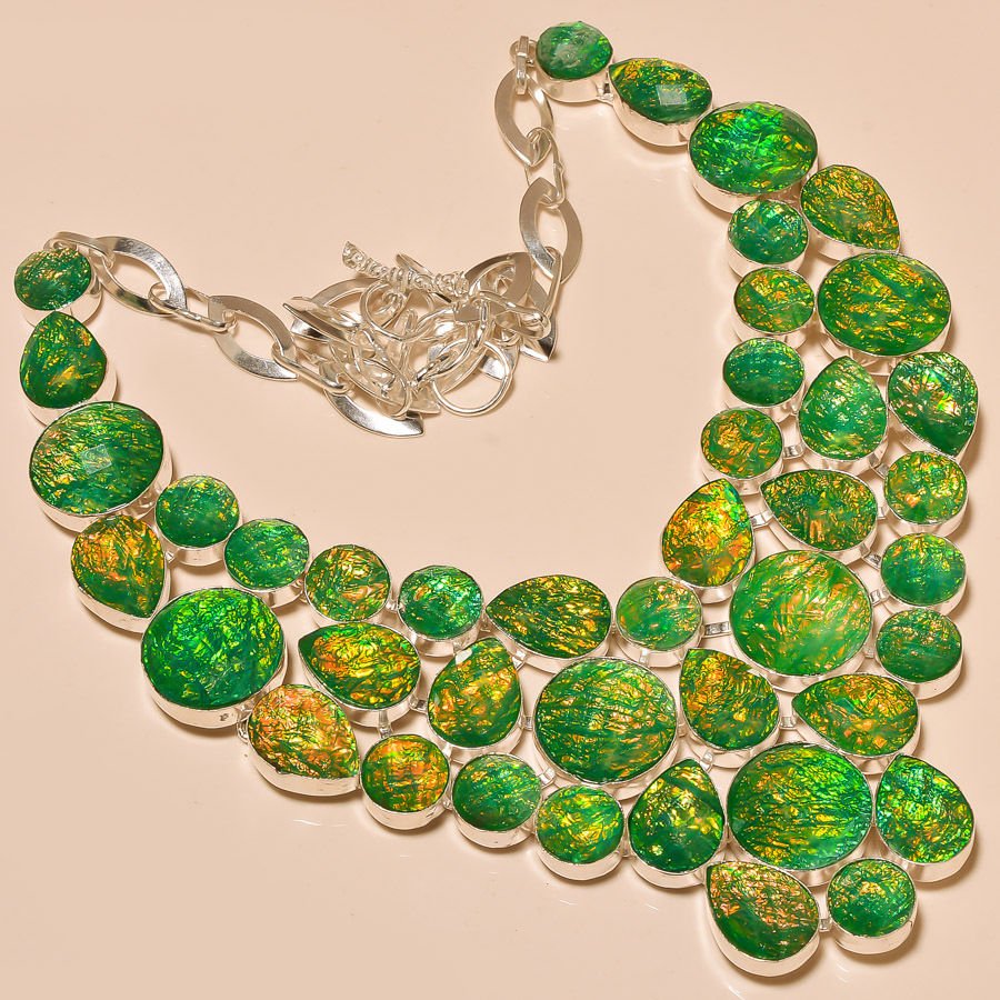 Australian Triplet Opal Silver Necklace (1 of 1)