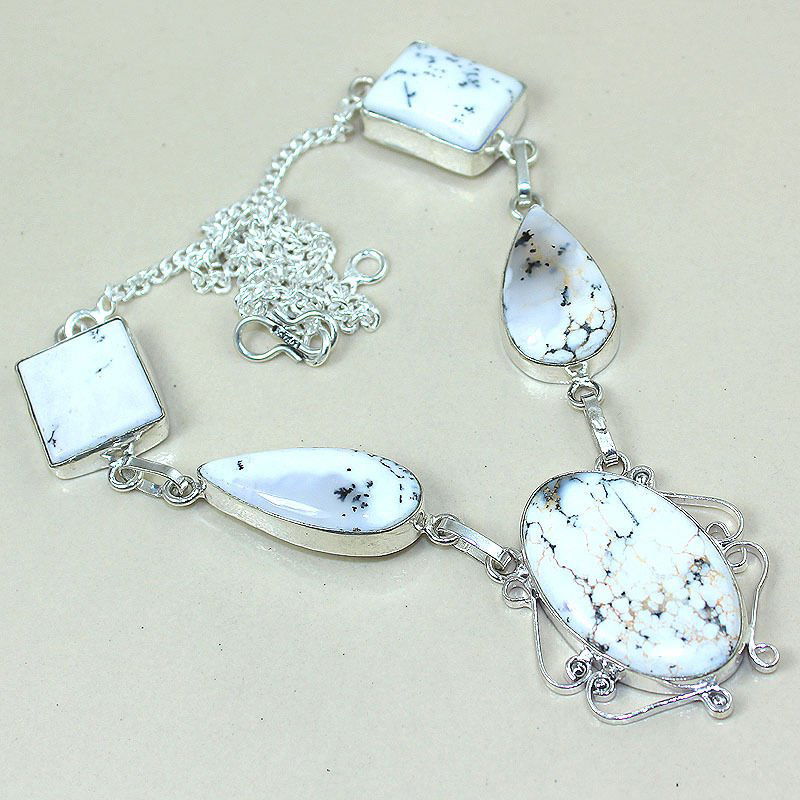 Dendrote Opal Silver Necklace (1 of 1)