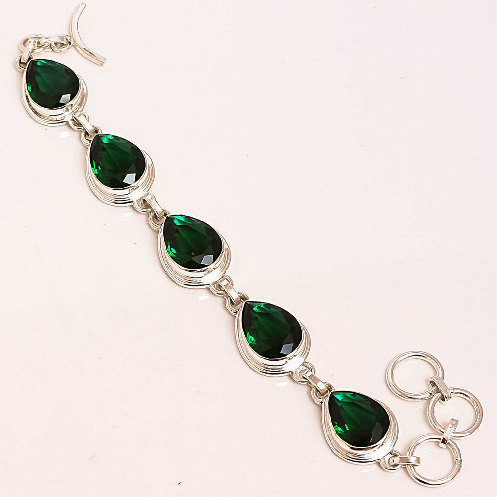 Chrome Diopside Gemstone Sterling Silver Bracelet (1 of 1)