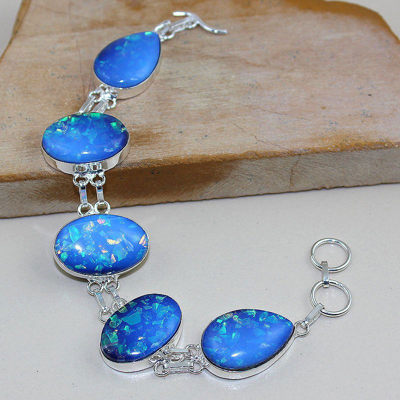 Fire Opal Silver Bracelet (1 of 1)