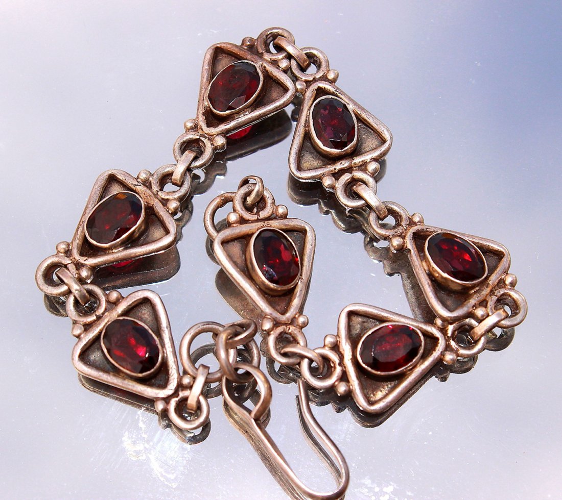 vintage Silver Inlaid Garnet Bracelet (1 of 1)