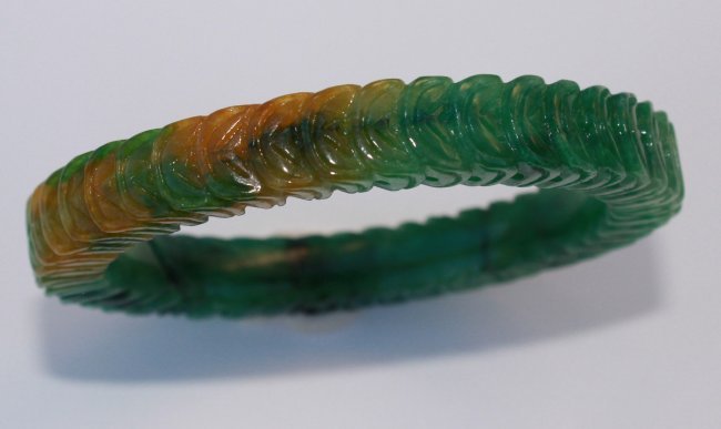 Carved natherl Jadeite Bangle/Bracelet (1 of 2)