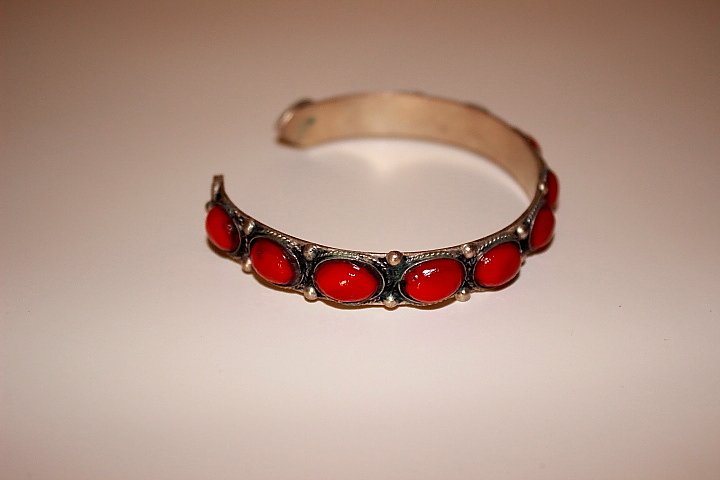 Coral Silver Bracelet Bangle (1 of 1)