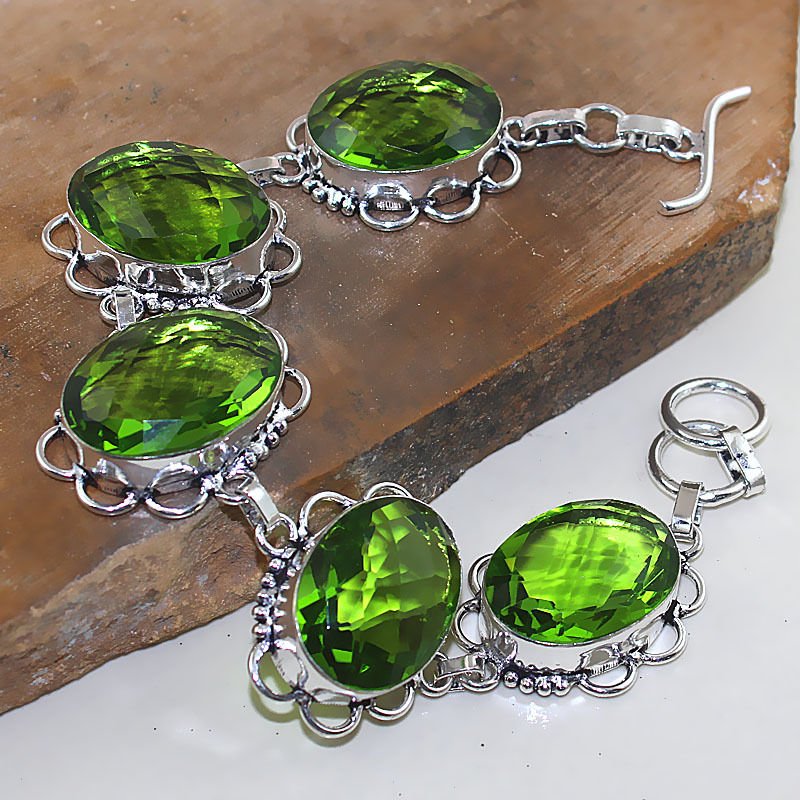 Peridot Silver Bracelet 48 Gms (1 of 1)