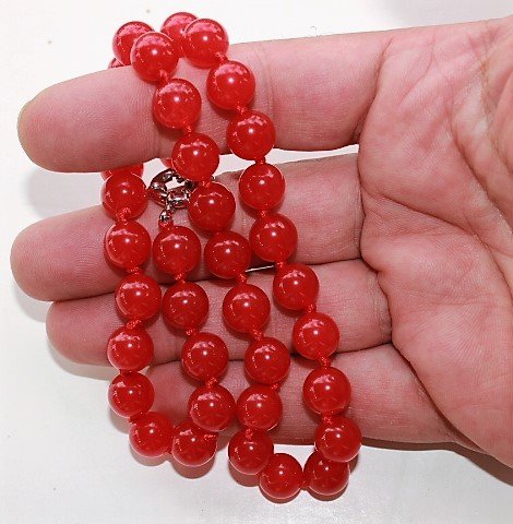 Beautiful 10mm round natural red ruby necklace 18" (1 of 1)
