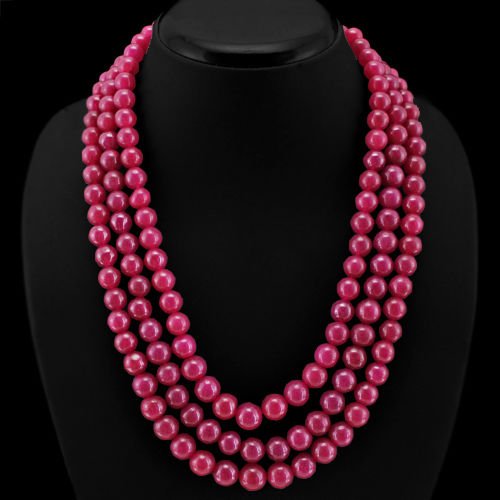 Amazing 700 CTS Earth Mined 3 Strand Ruby Round Bead (1 of 1)