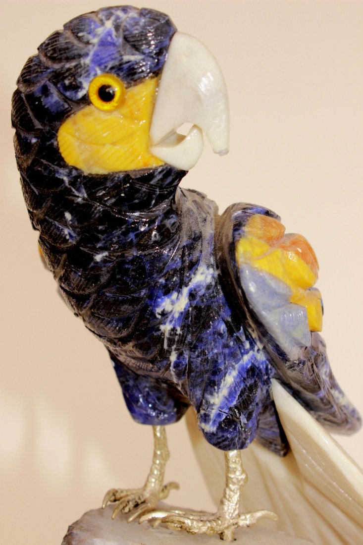 Carved Parrot Standing on Amethyst Formation (1 of 3)