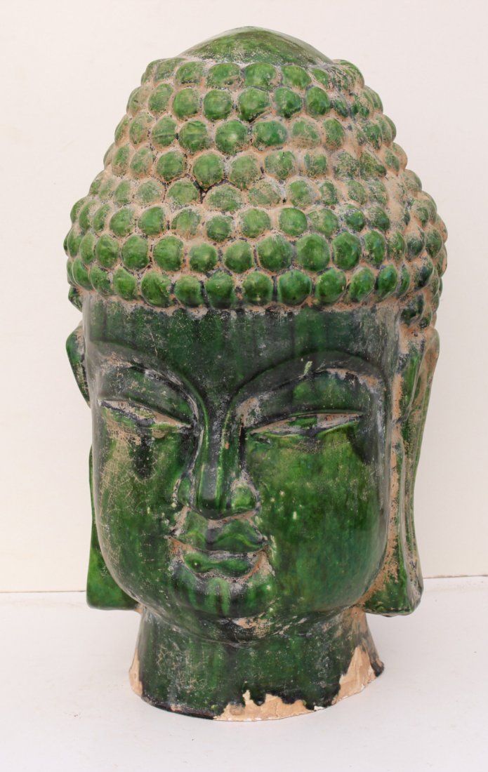 Ming Buddha head  green-glazed (1 of 3)