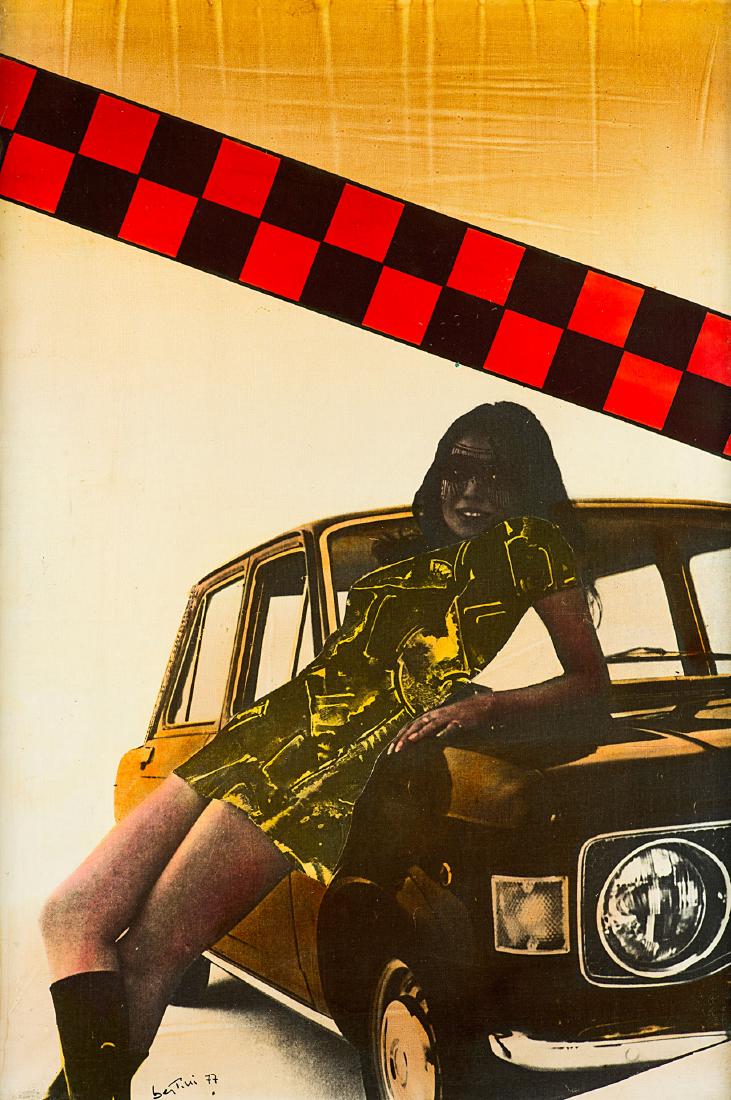 GIANNI BERTINI - Auto donna, 1977: Auto donna, 1977 emusified canvas, cm 81x54 Signed and dated: bertini '77 Signed, titled and dated: Gianni Bertini, 'auto donna' 1977 This lot is sold