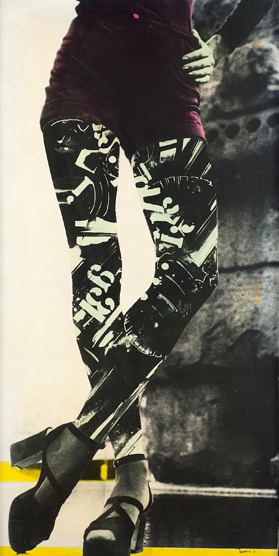 GIANNI BERTINI - Mini short, 1971: Mini short, 1971 emulsified canvas, cm 118x 58 Signed: bertini 71 Signed, titled and dated on the reverse: Gianni Bertini 'mini short' 1971. This lot is sold subject to Ar