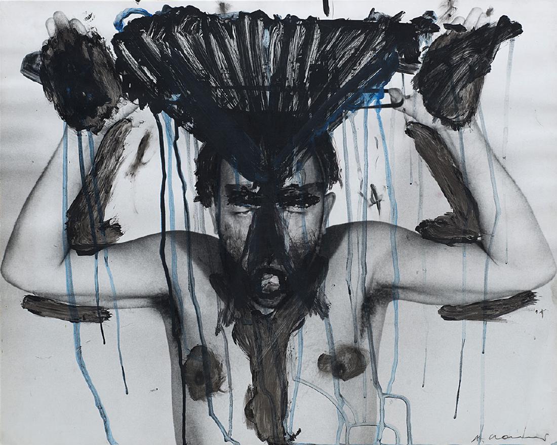 ARNULF RAINER - Untitled: Untitled mixed media on photograph, cm 48,5x60 Signed: A. Rainer This lot is sold subject to Artists Resale Rights