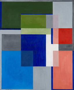 MANLIO RHO - Composizione,1940 - 1941 ca.: Composizione,1940 - 1941 ca. oil on canvas, cm 80x65 Signed: MANLIO RHO Signed and titled on the reverse: MANLIO RHO COMPOSIZIONE This lot is sold subject to Artists Resal