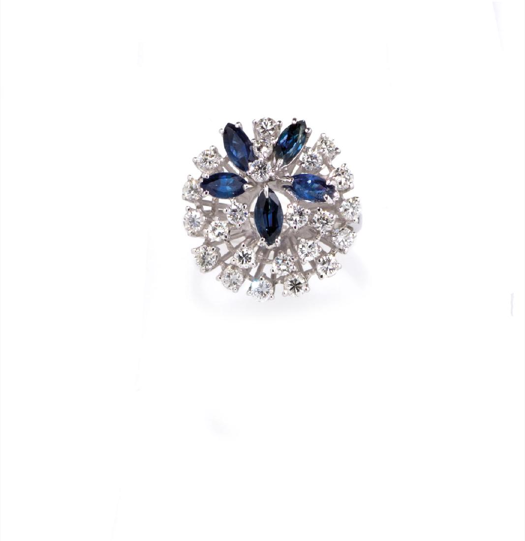 WHITE GOLD, SAPPHIRES AND DIAMONDS RING, CIRCA 1970 (1 of 1)
