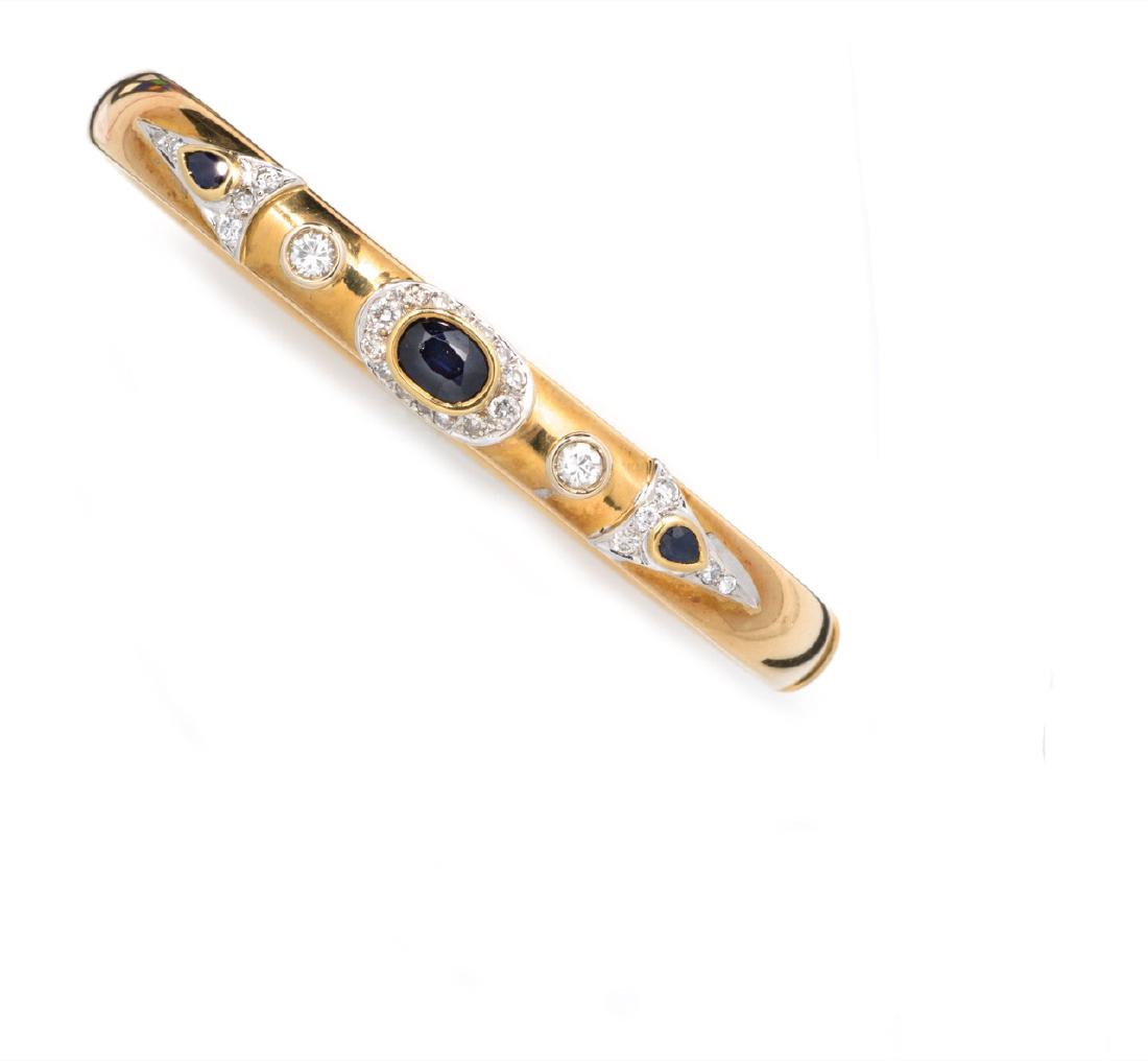 YELLOW GOLD, DIAMONDS AND SAPPHIRES BANGLE (1 of 1)