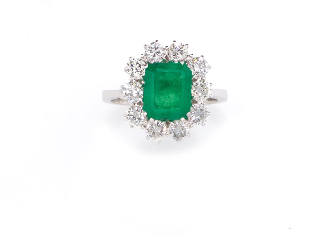 WHITE GOLD, EMERALD AND DIAMONDS RING, CIRCA 1970 (1 of 1)