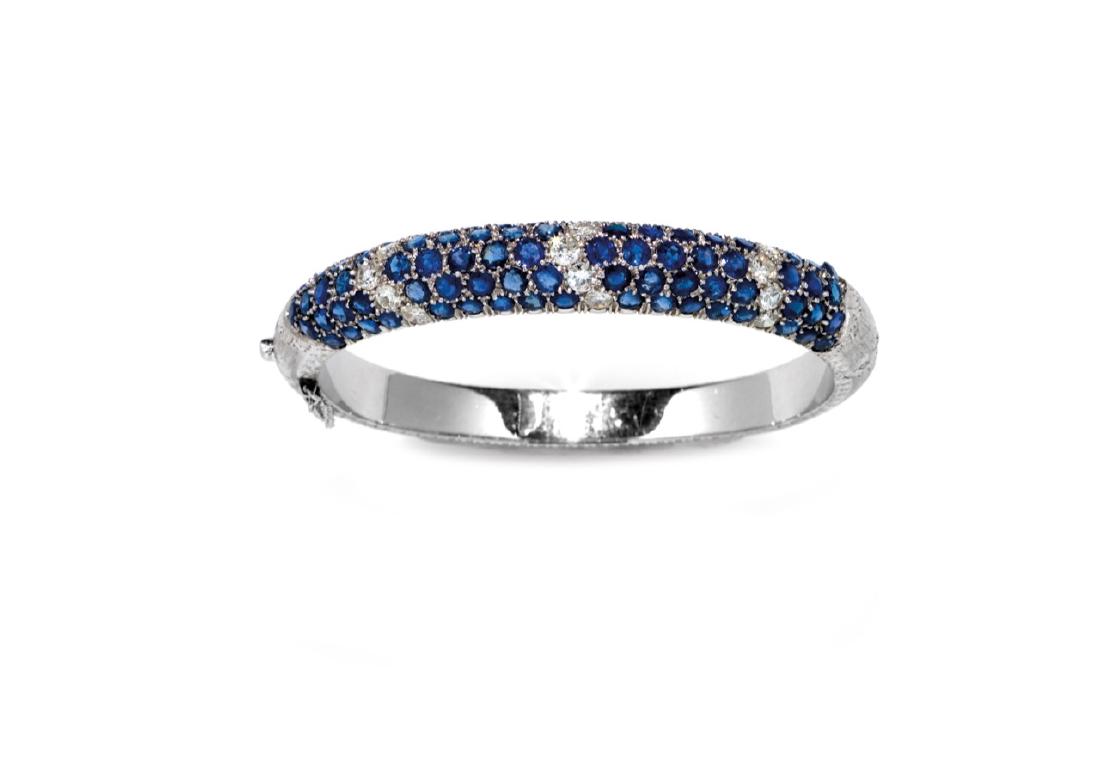 WHITE GOLD BANGLE WITH SAPPHIRES AND DIAMONDS (1 of 1)