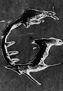 Mario De Biasi (1923 - 2013): Composizione astratta, Chimigramma, years 1960 Vintage gelatin silver print cm 39,5 x 27 Photographer's credit stamp on the verso