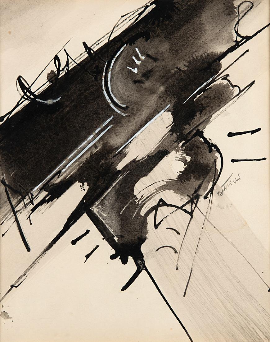 GIANNI BERTINI - Untitled, 1955: mixed media on paper cm 30x23 Signed on the front: Bertini PROVENANCE Sarzana, Galleria Cardelli e Fontana; private collection. EXHIBITIONS Pietrasanta, Galleria Cardelli e Fontana, Gianni Bertini ann