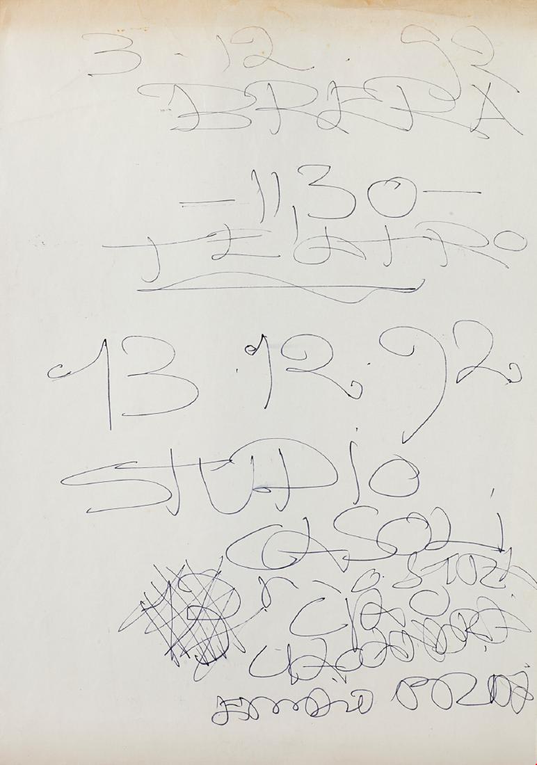 EMILIO PRINI - Untitled, 1992: ink on paper cm 30x21 Signed on the front: Emilio Prini This lot is subject to Artists Resale Rights