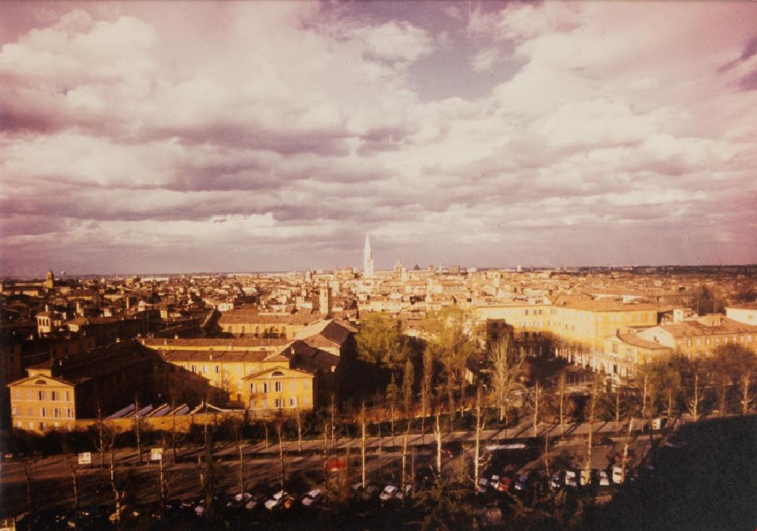 Franco Fontana - Modena: Vintage chromogenic print mounted on original cardboard cm 10 x 14,5 (cm 24 x 30,4 cartoncino) Titled, signed and dated in pencil on the cardboard recto