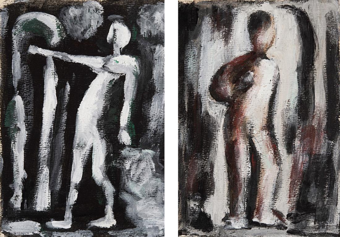 Sironi Mario - a) Figura, mid 50s b) Figura, mid 50s: a) tempera on cardboard b)tempera on cardboard a) cm 24x16,2 b) cm 22,5x16,2 PROVENANCEPrivate collection. a) Work registered with Associazione per il Patrocinio e la Promozione della Figura e dell'Op