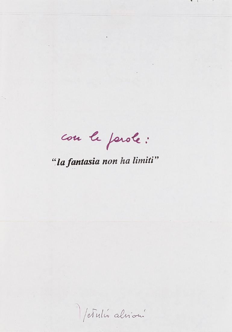 Alviani Getulio - Con le parole: "la fantasia non ha: mixed media on paper cm 29,6x21 Signed on the front: Getulio Alviani PROVENANCEPrivate collection.This lot is subject to Artists Resale Rights