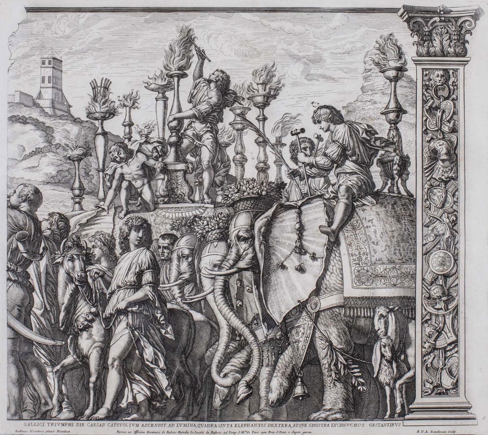 Van Audenaerde, Robert - [I trionfi di Giulio Cesare]: Roma, De Rubeis, 1692. 10 fogli incisi al bulino ed all'acquaforte,ciascuno di mm. 535 x 700, il foglio con il titolo reca la dedica al cardinale Bandino Panciatico e lâ€™indirizzo di Domenico de