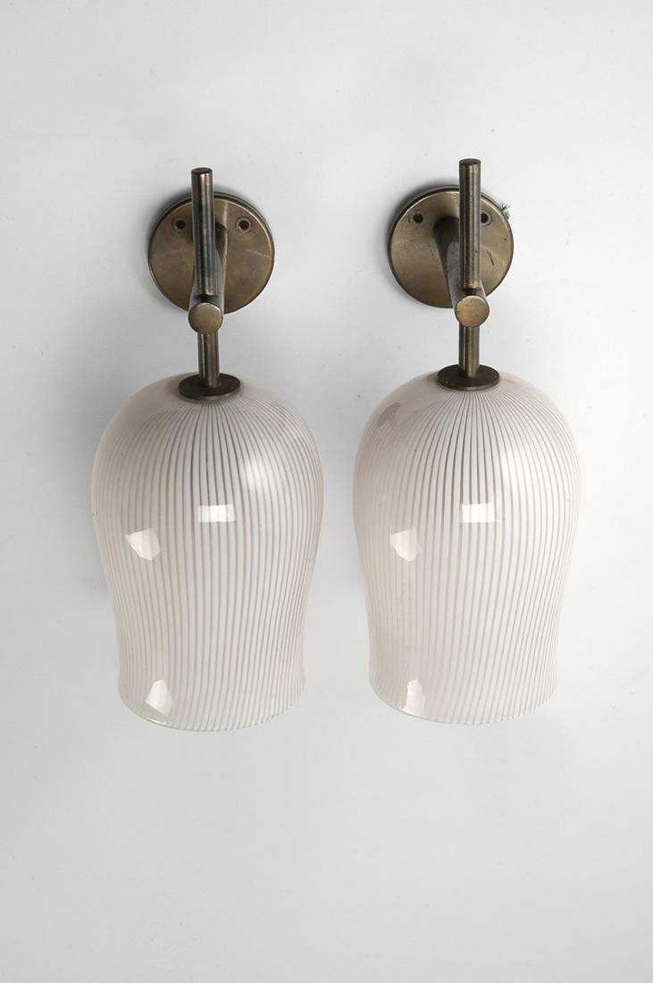 Massimo Vignelli (1931-2014) - Two appliques, 1950 ca.: H 27 cm x L 16 cm in inflated Murano glass Prod. Venini