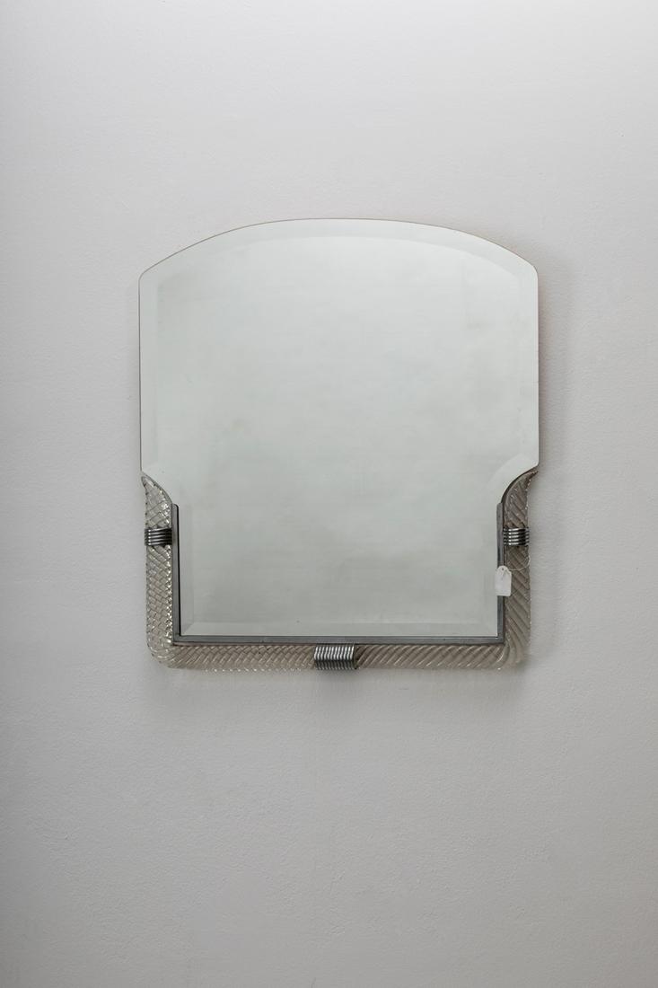 Barovier e Toso - Mirror: with nickel-plated metal frame, twisted glass frame. Mirrored glass. cm 50x70