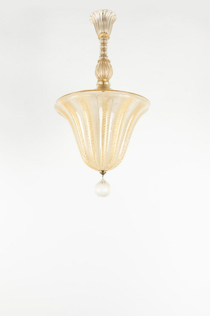 Ercole Barovier - Ceiling lamp: in gold-plated blown glass. Prod. Barovier e Toso cm h 65 x d 34