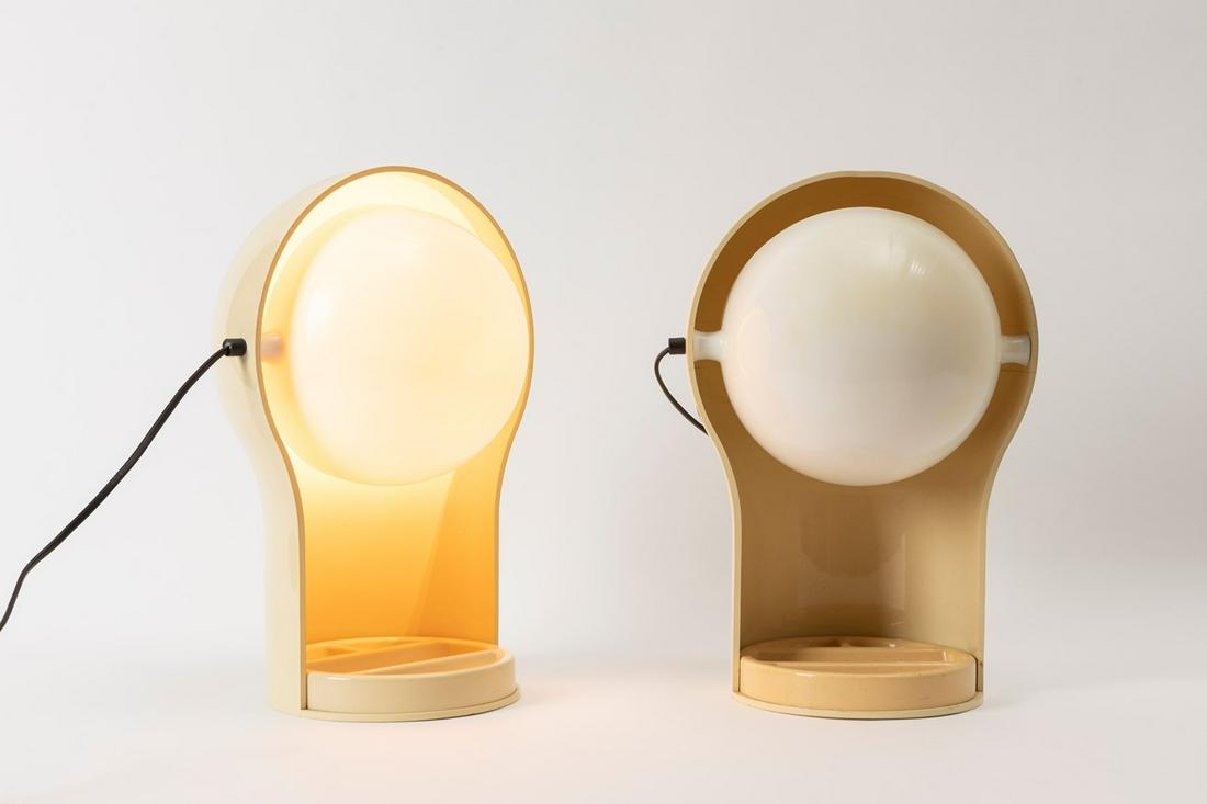 Vico Magistretti - TwoTelegono lamps: in ABS resin, perspex. Prod. Artemide cm h 40