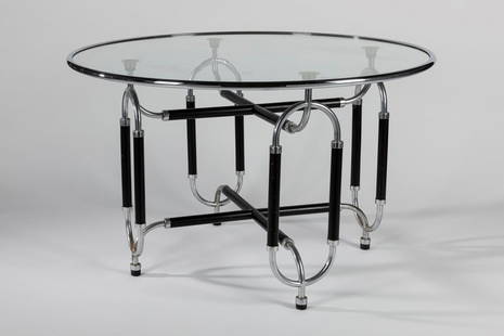 Aimaro Isola, Roberto Gabetti - Trilogia Table: cm h 75x120 limited edition.Chrome metal and wood, crystal top.Arbo manufacture LITERATUREF.Ferrari, Gabetti e Isola, Mobili, p. 73, figura 78, Allemandi, 1986;