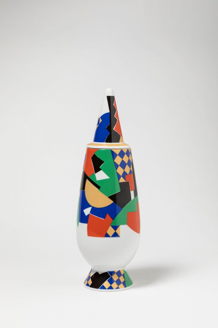 Heikki Orvola - Jar: porcelain, decorated with decalcomania.First edition 100% Make-up Serie. Signed and numbered under the base. Original numbered box.Alessi Manufacture, Tendentse, Germany IMPORTANT NOTICEIn the event t