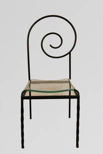 Sawaia e Moroni - Six chairs: Six chairs, 1984 cm 46 x 46 x 103 burnished steel with crystal shaped seat. Sawaya & Moroni, Italy, 1986 LITERATUREH. Ref.: Claire Downey"Neo Furniture". Thames and Hudson, 1992, p. 167. Pierre Kjellb