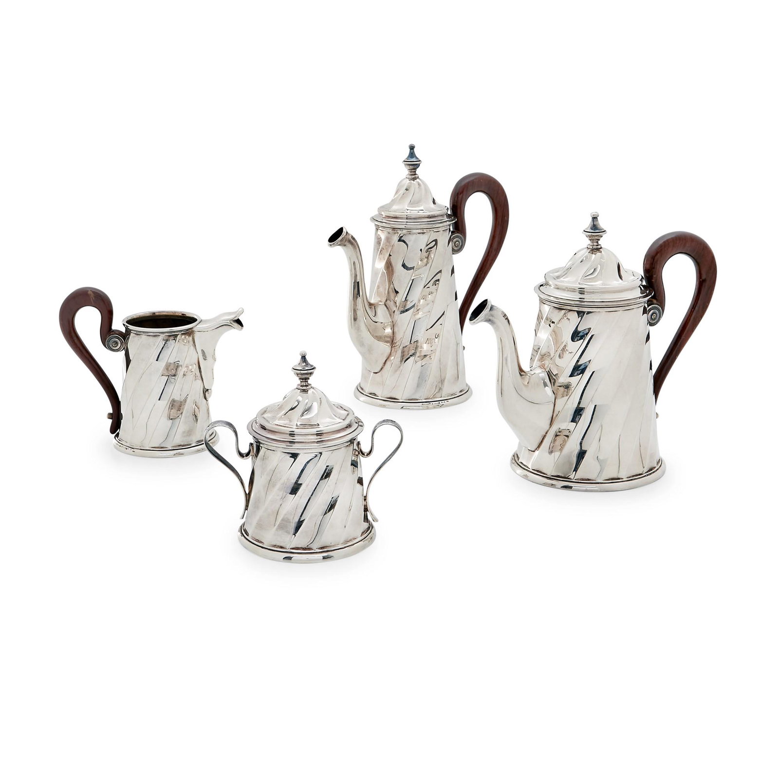 Pampaloni - A silver tea and coffee service, Pampaloni: Weight kg 2,011 h cm 26,00, 24,00, 12,00, 16,00