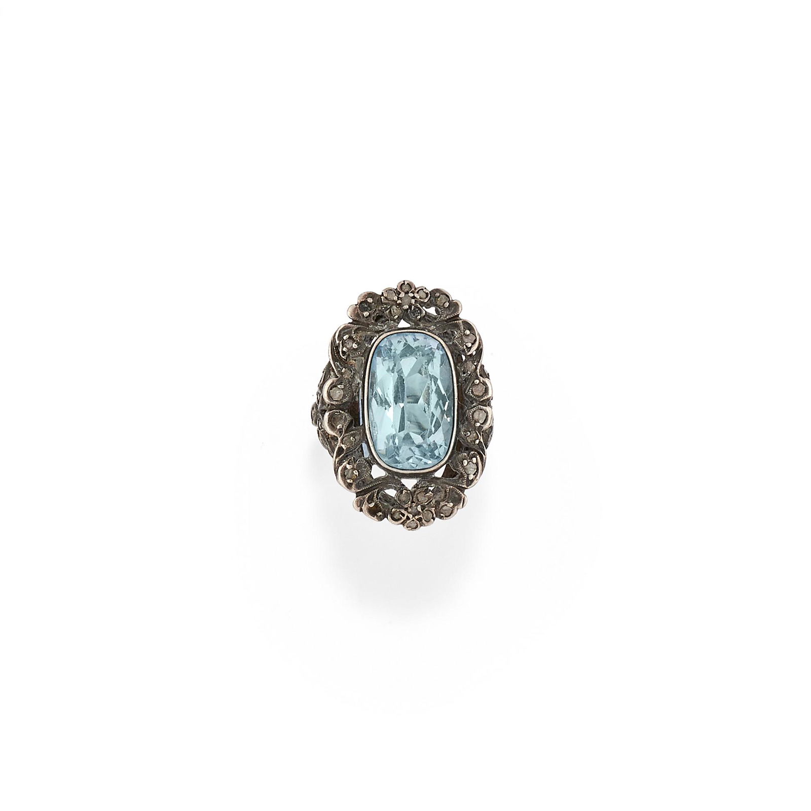 A silver, aquamarine and diamond ring (1 of 1)