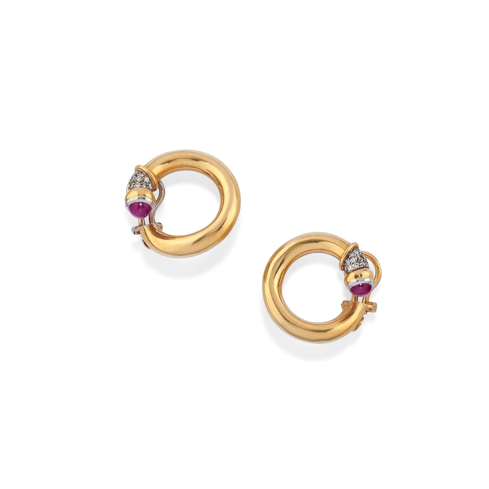 Chimento - A 18K white gold, ruby and diamond earrings,: Weight g 13,20 cm 2,40