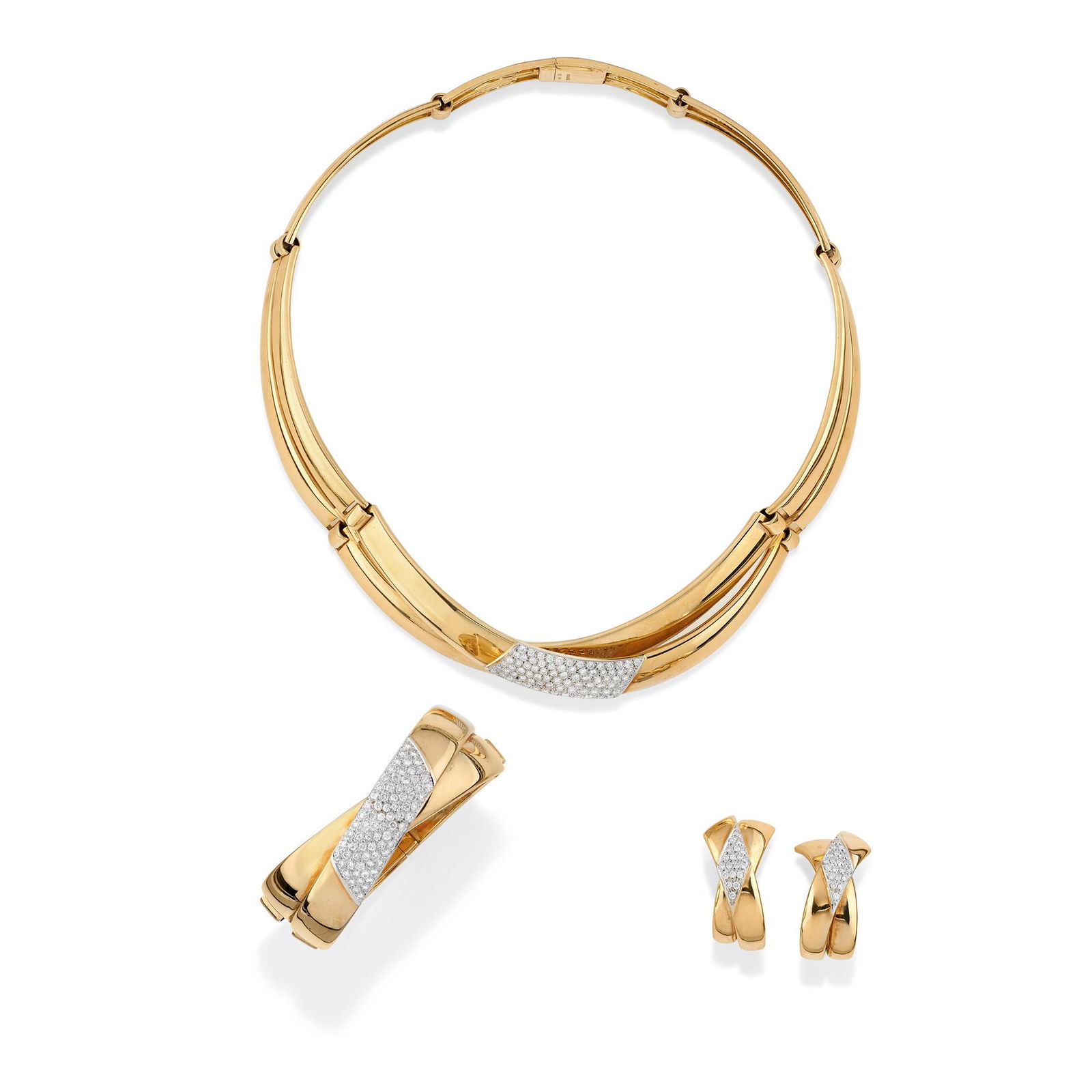 Scavia - A 18K yellow gold and diamond parure, Scavia, (1 of 4)