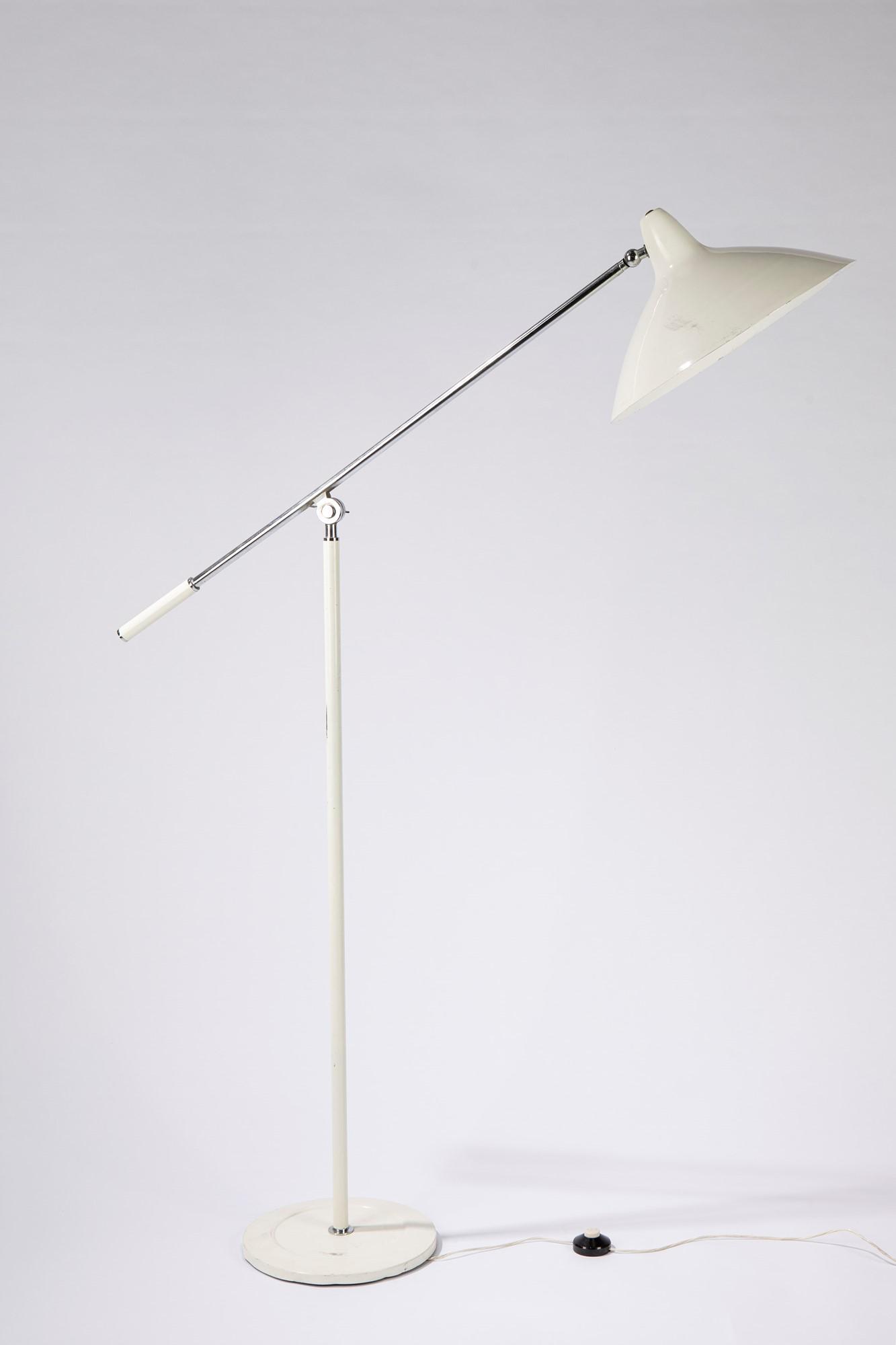 Stilnovo - Floor lamp: Floor lamp, 1950 ca. max h 200,00 cm rocker and adjustable. Varnished and chromed metal.Varnished alumium reflector.