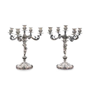 Fornari - A couple of candelbra, Rome 20th Century, Fornari: Weight kg 4,788 h cm 43,00 diameter cm 17,00