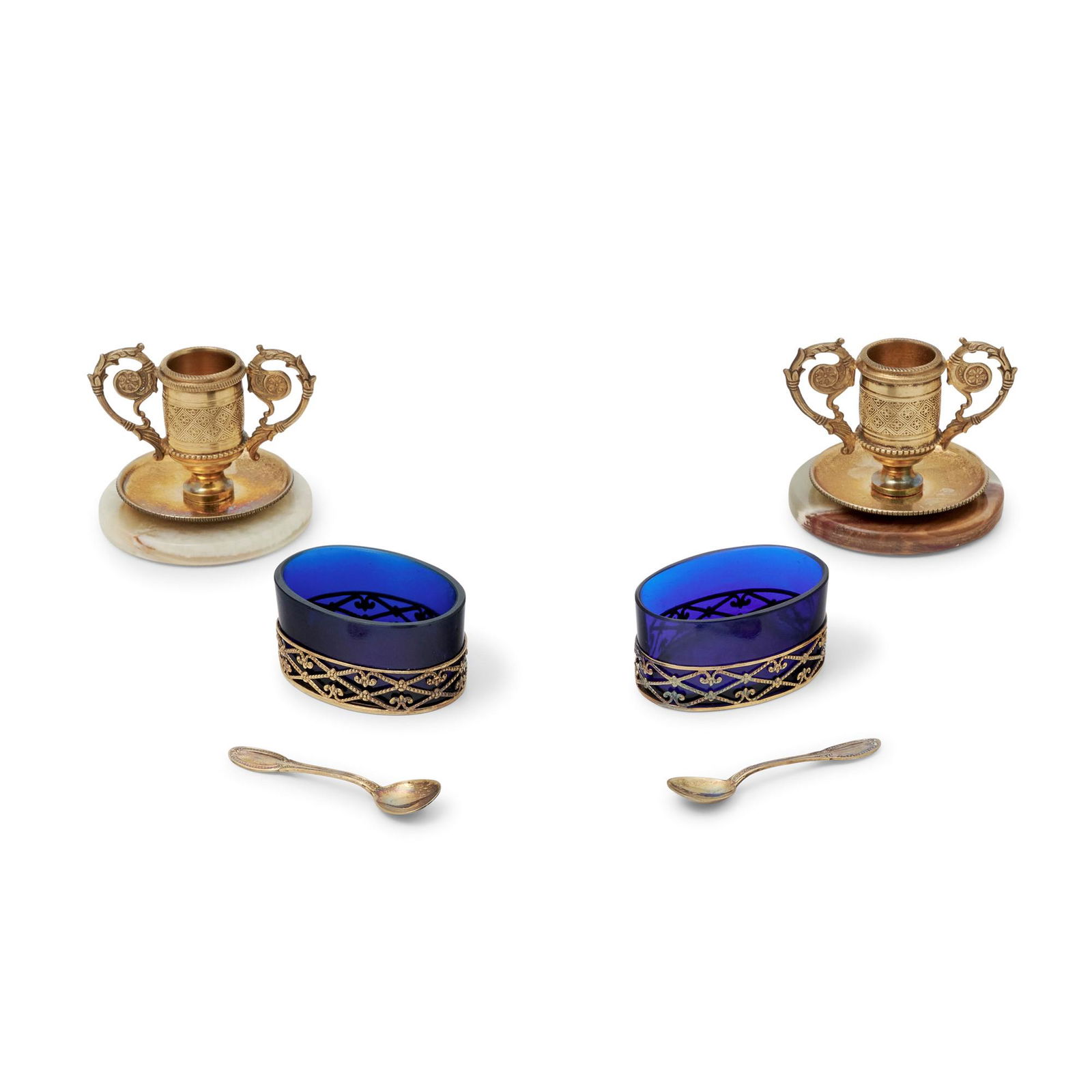 Two vermeil silver candle holders and salt and pepper set (1 of 1)