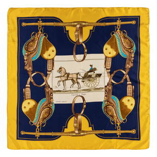 Hermès - Carrick à Pompes silk twill scarf: Silk twill scarf designed by Philippe Ledoux (defects).