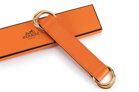 Hermès - Leather belt strap: Orange leather belt strap, cm 19, with dustbag and box.