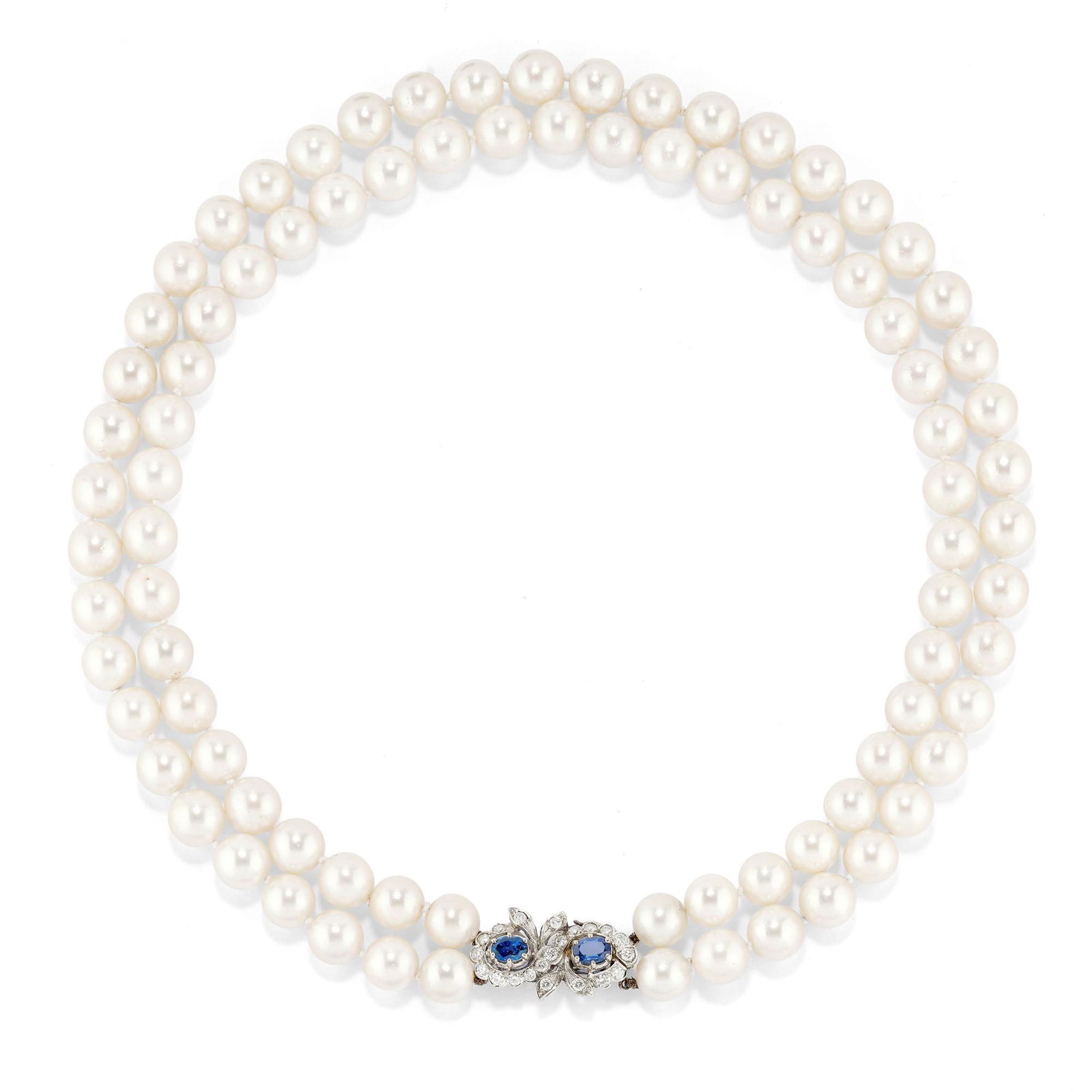 A 18k yellow gold, cultured pearl, sapphire and diamond necklace (1 of 1)