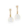 A 18K yellow gold, diamond and white gemstone earrings